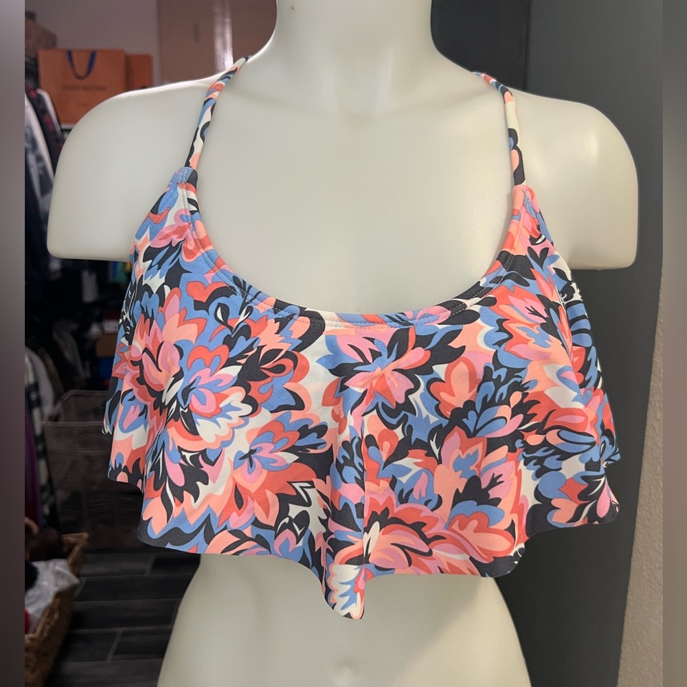 Xhilaration Orange, Blue, & Black Bikini Top